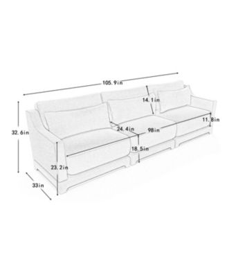 Sky Blue Chenille 3-Seater Sofa