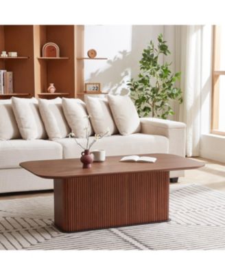 Coffee Table Walnut Wood Surface and Black Metel Feet