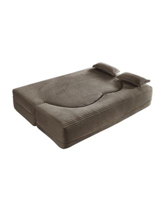 Corduroy Foam Sleeper Sofa Bed with Pillows