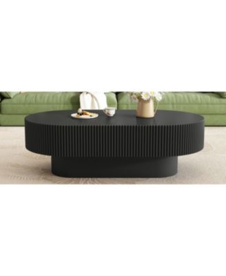Elegant Oval Coffee Table, Modern Cream Drum End Table