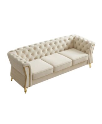 Modern Tufted Velvet Sofa 87.4 inch for Living Room