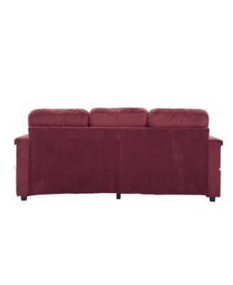 L-Shaped Sectional Sofa w/ Storage Ottoman, USB, Cup Holder, Corduroy
