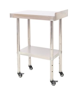 Stainless Steel Prep Table 24x15, Backsplash, Casters