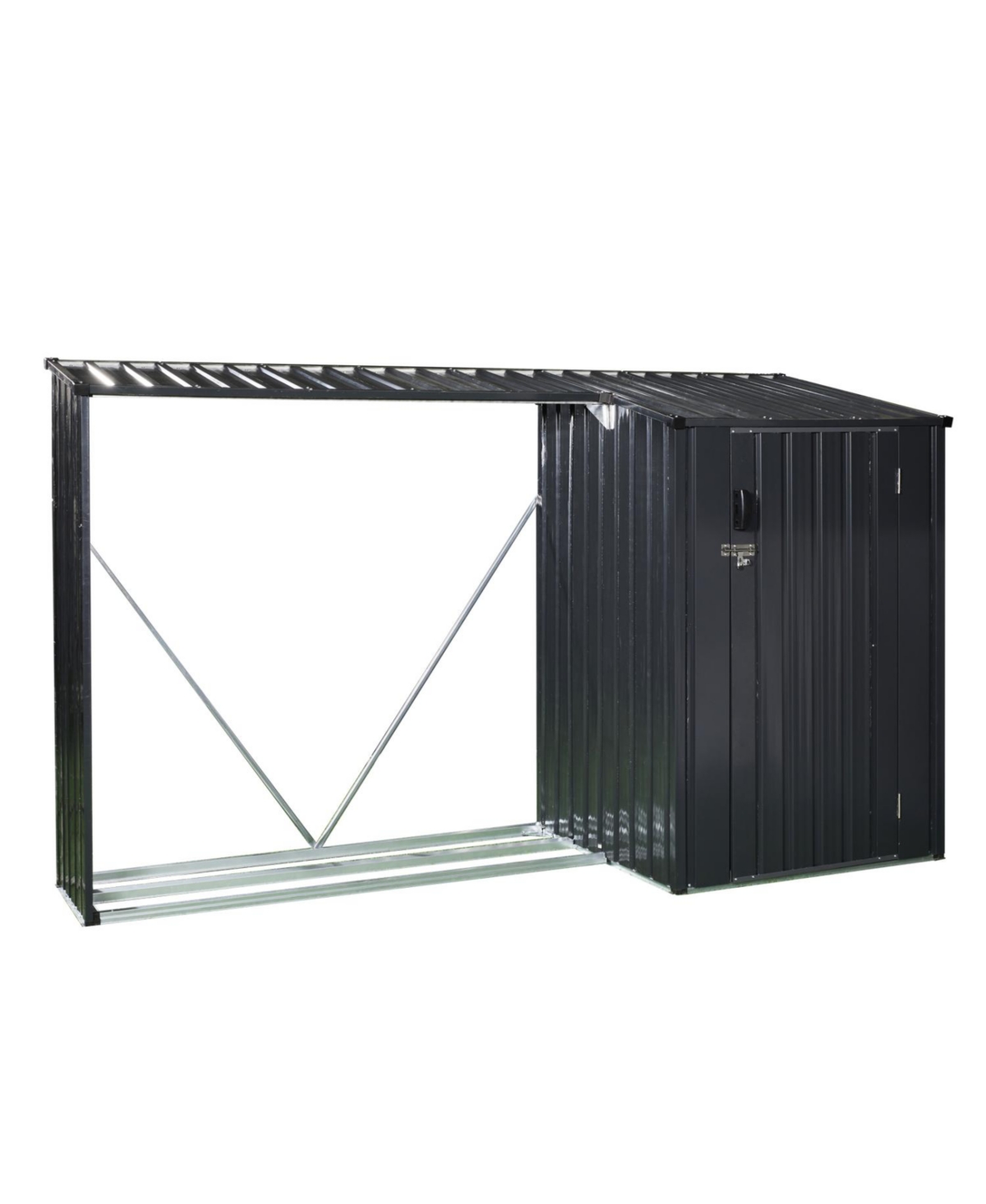 Streamdale Furniture Outdoor Steel Firewood Rack & Storage Shed - Black