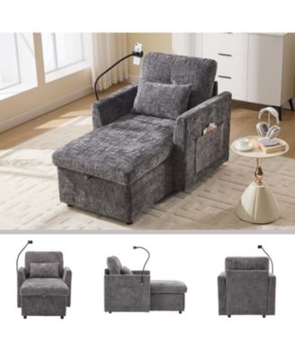 Multifunctional Chenille Recliner Sofa with Storage & Phone Bracket