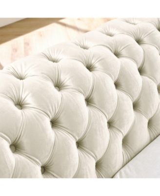 L-Shaped Chesterfield Sectional Sofa, Velvet, Gold Accents, Beige