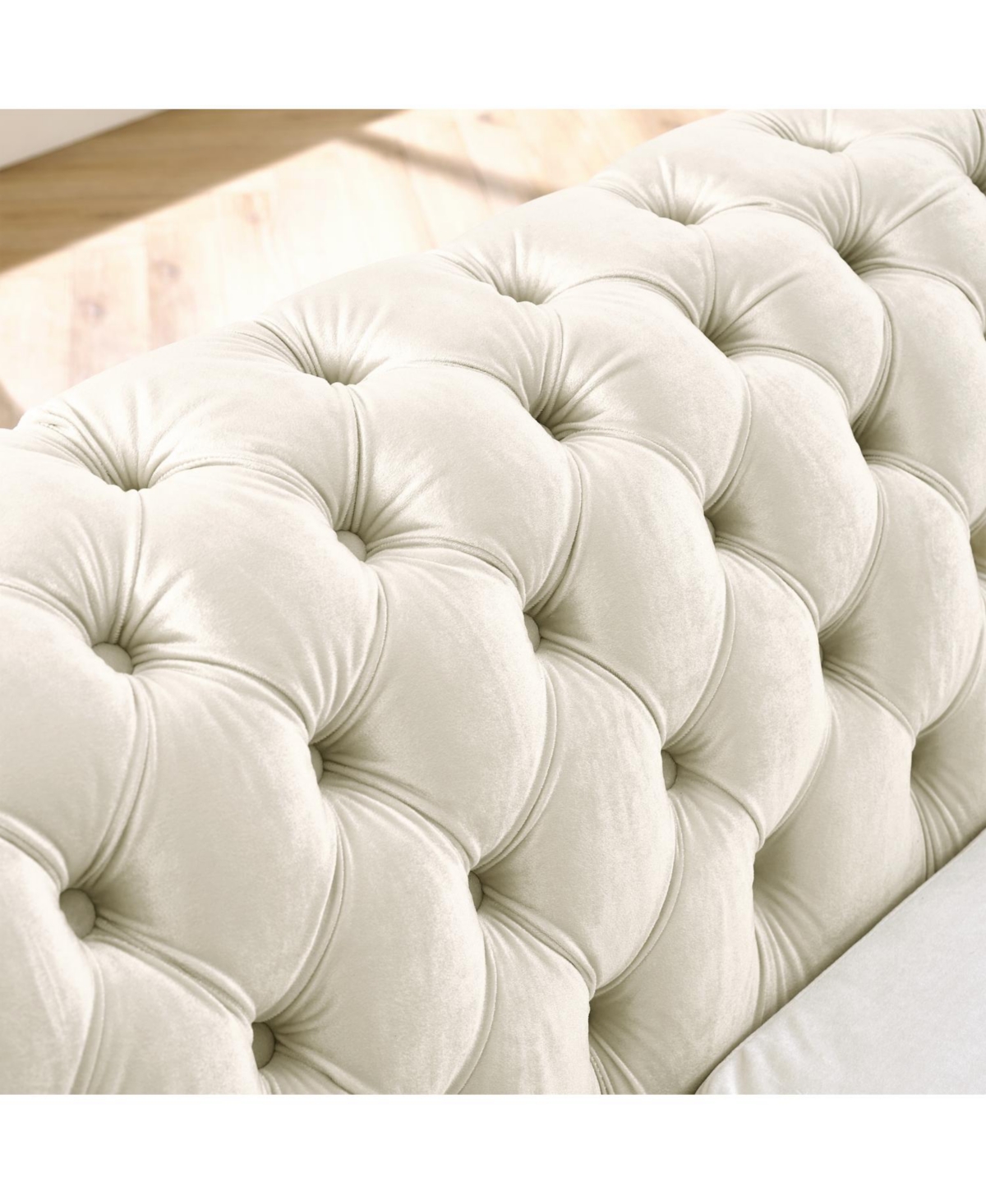 Streamdale Furniture L-Shaped Chesterfield Sectional Sofa, Velvet, Gold Accents