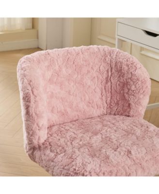  Pink Faux Rabbit Fur Office Chair