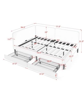 Upholstered Platform Bed Frame w/ 2 Drawers, Adjustable Velvet