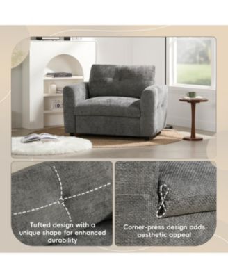 Tufted Chenille Armchair with Charger & Wide Seat