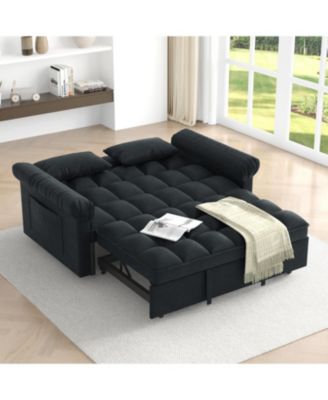 Streamdale Loveseats Sofa Bed with Pull-out Bed, Adjsutable Back-Black
