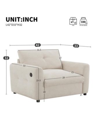 Tufted Chenille Armchair with Charger & Wide Seat