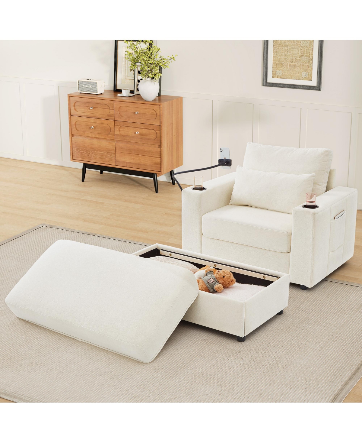 Streamdale Furniture Modern Armchair Chaise Lounge Sofa with Ottoman