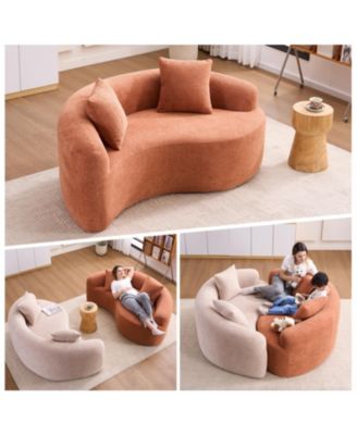 Yin Yang Chenille Sofa Set - Compact, No Assembly, Pillows Included