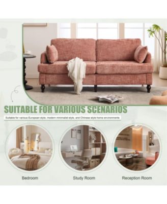 Streamdale Modern Chenille 2-Seater Sofa w/ LED, USB & Storage