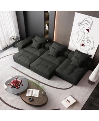 Streamdale Modern Oversized Chenille Sectional Sofa with 6 Pillows