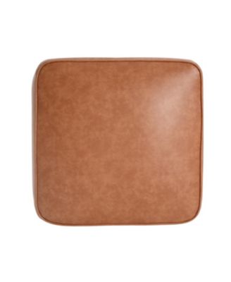 Streamdale Upholstered Square PU Leather Ottoman, Tan