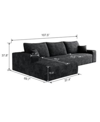 Streamdale 107" Cloud Sectional Sofa with Chaise (Corduroy)