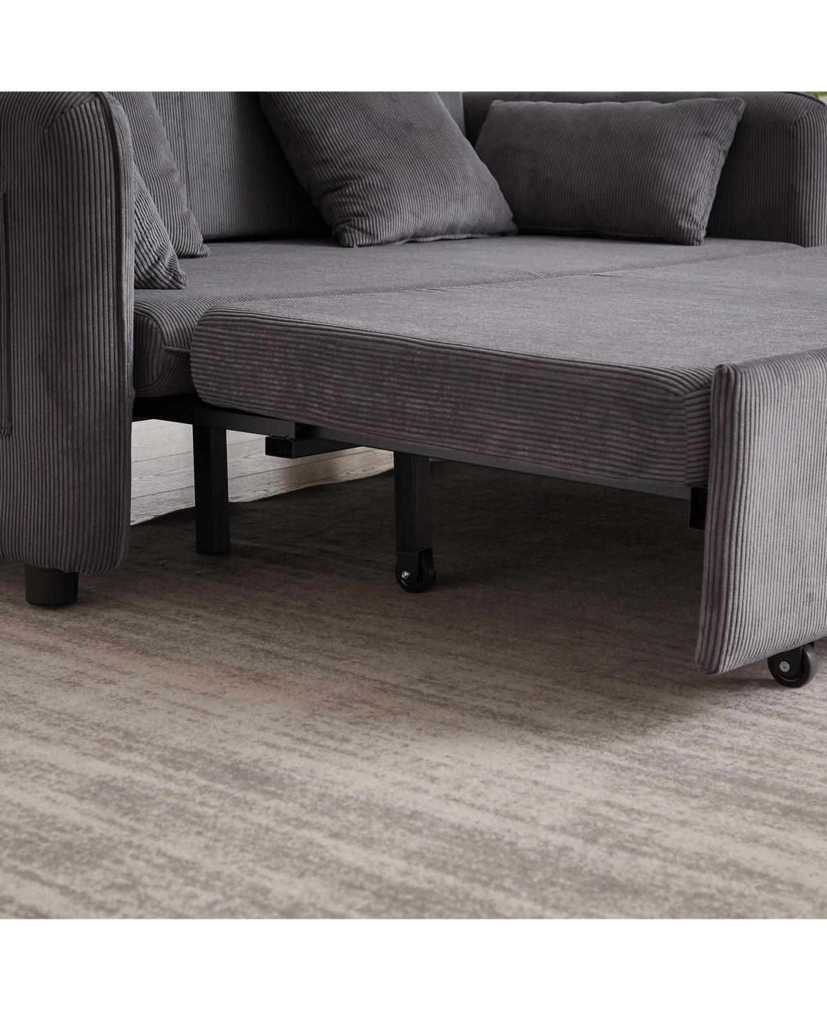 Streamdale Furniture 66" Sleeper Sofa Bed - Pullout, Pillows, Pockets - Grey