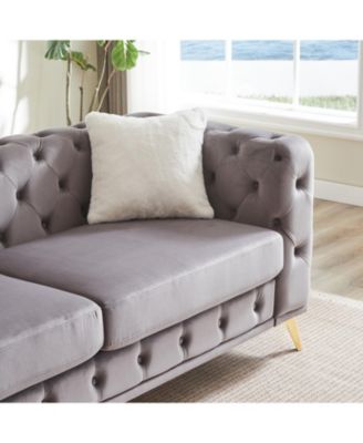 Velvet Sofa Set- 3+2 Seater, Wood Frame, Metal Legs, Cushions