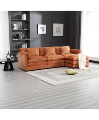 Oversized Sectional Cloud Couch, Modern Chenille L Shape, Ottoman & Memory Foam