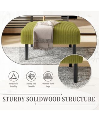 Corduroy Ottoman Footstool with Legs