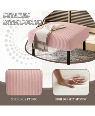Corduroy Ottoman Footstool with Legs