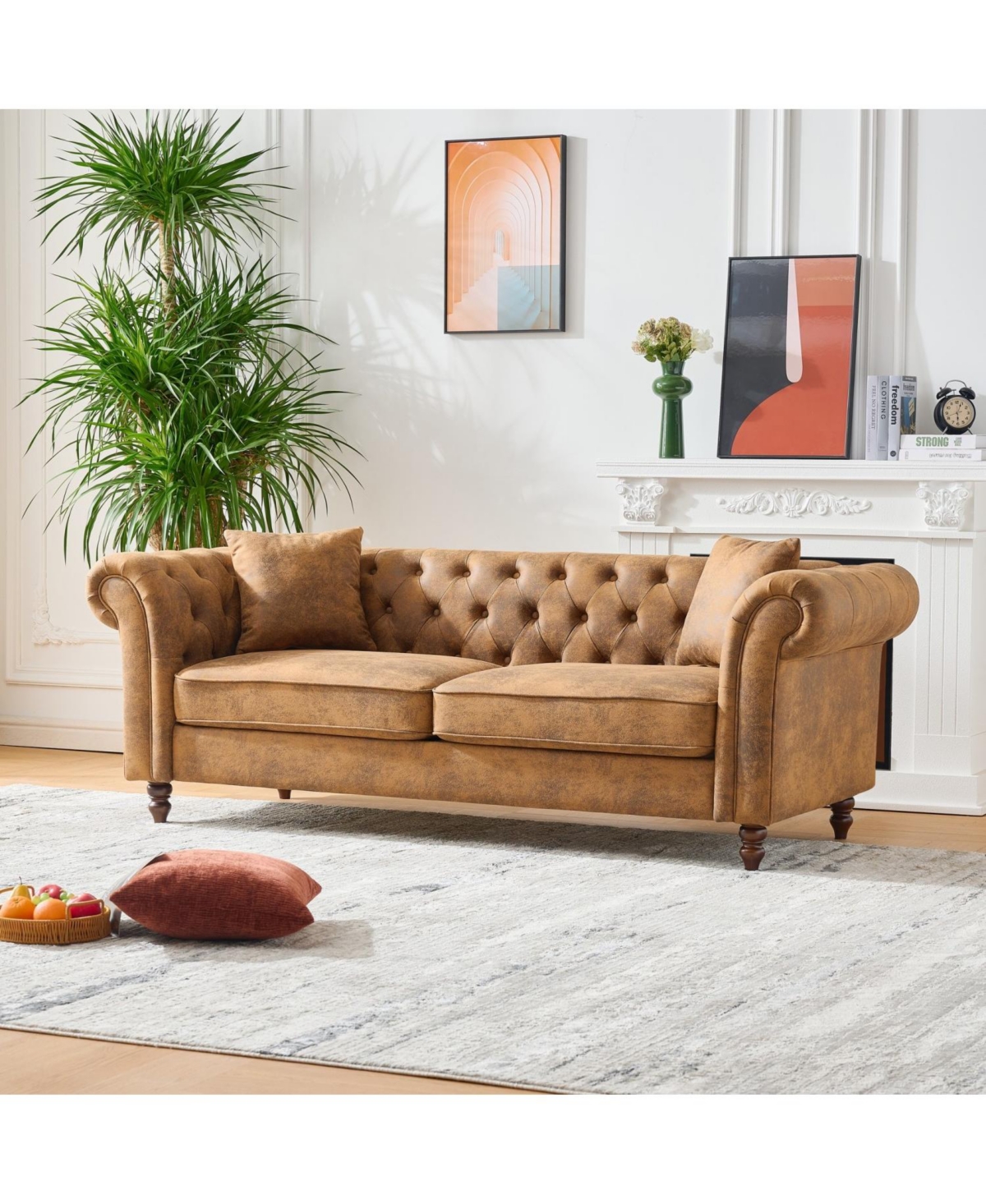 Streamdale Furniture Chesterfield Tech Fabric Sofa Set- 3+2 Seater, Mid-Century Modern