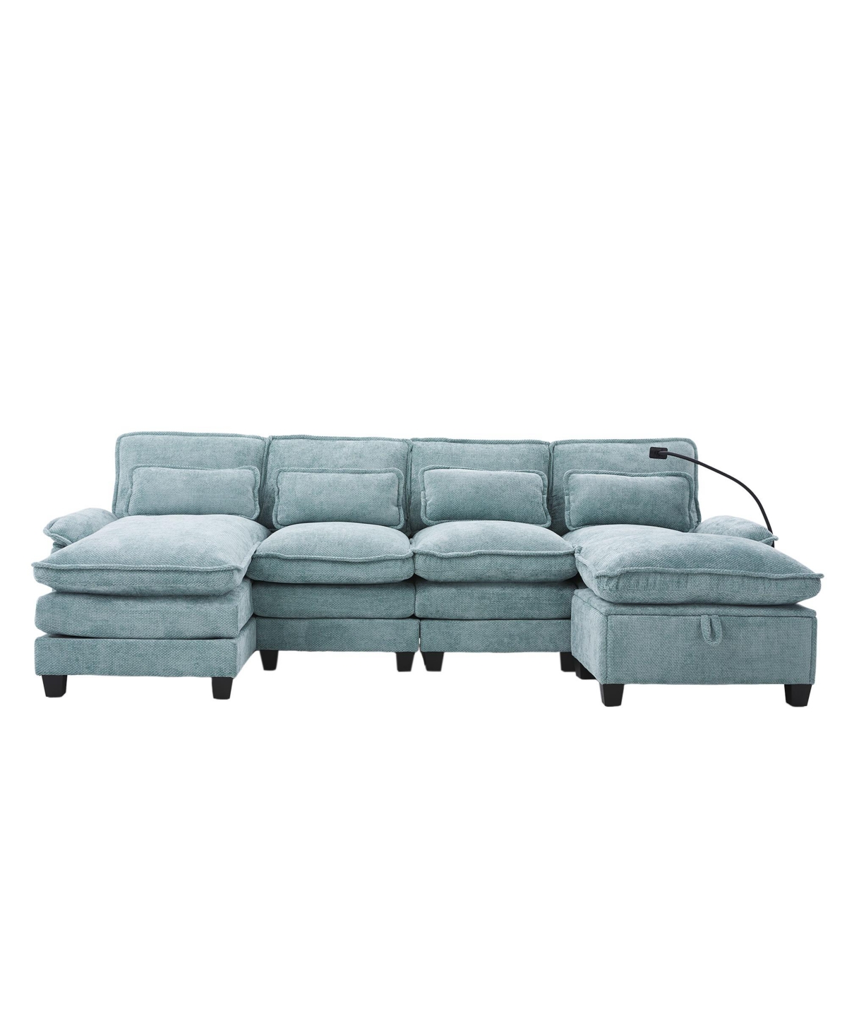 Streamdale Furniture 106" U-Shape Sectional Sofa Cloud Couch, Chenille