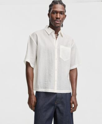 Men's Boxy-Fit Sheer Short-Sleeve Shirt
