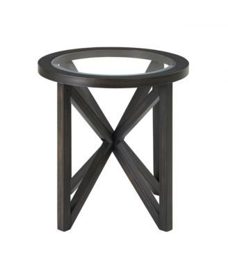  Modern Glass Coffee Table - Wood Base, Round Top