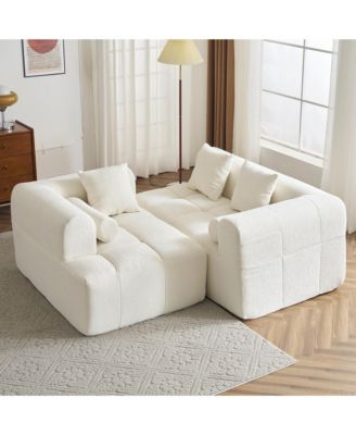 101" Sectional Sofa Modular Couch with Deep Seating & Pockets, Beige