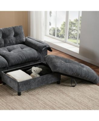 Streamdale L-Shape Sectional Sofa w/ Ottoman, Charging, Cup Holder, Storage