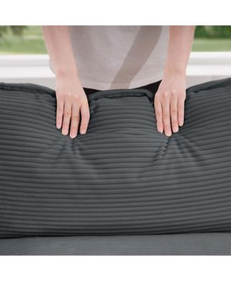 Grey Corduroy Deep Seat Chair with Pillow