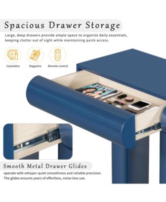 Modern Blue Entryway Table with Drawers & Geometric Legs