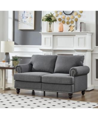 + 59.5" + Grey Upholstered + Modern Design + Loveseat