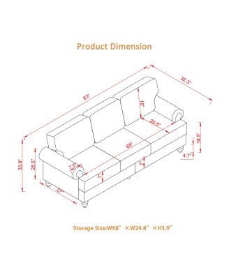 83" Modern Grey Sofa with Nailhead Trim
