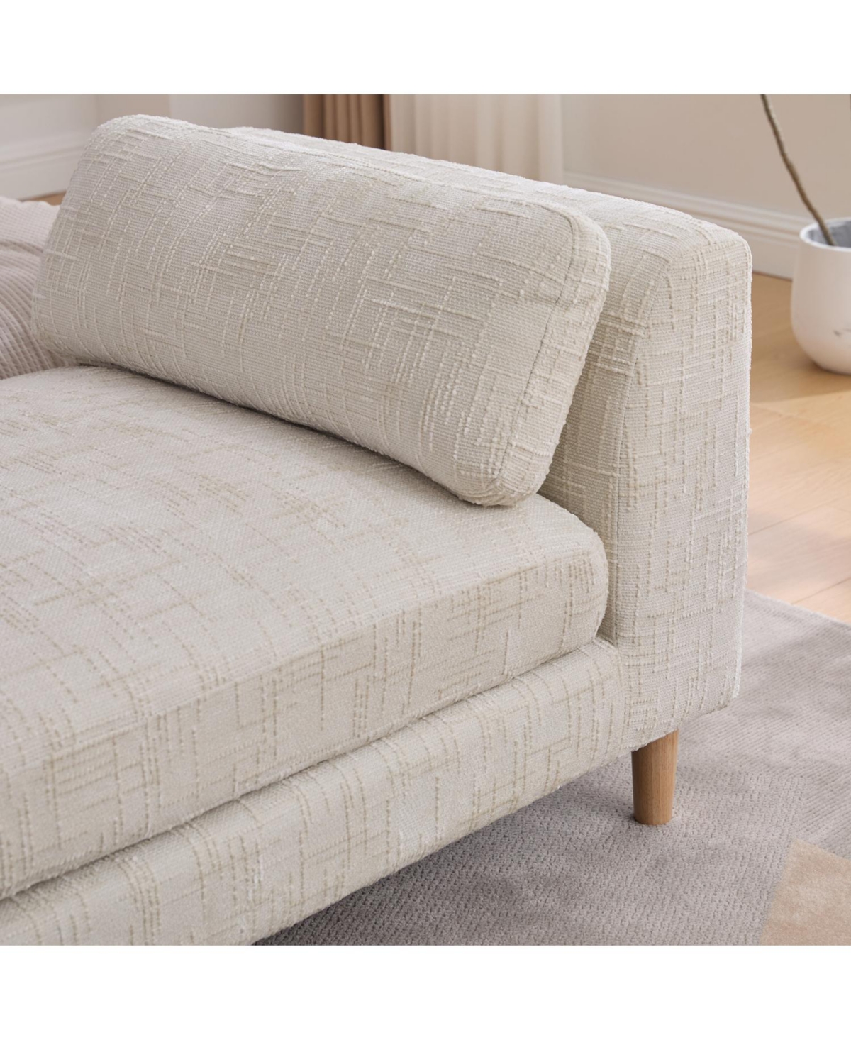 Streamdale FurnitureUpholstered End of Bed Bench with Armrests & Bolsters - Beige