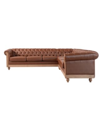 Comfy Large Sectional Sofa with Wooden Legs, Retro Style for Living Room