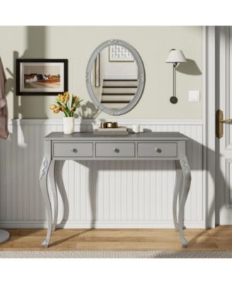 Streamdale Luxury Vanity Desk with Mirror & 3 Drawers - Silver