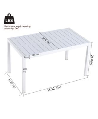55" White Modern Table - Indoor/Outdoor Dining, Patio, Garden