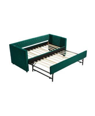  Emerald Velvet Daybed - Modern Diamond Design