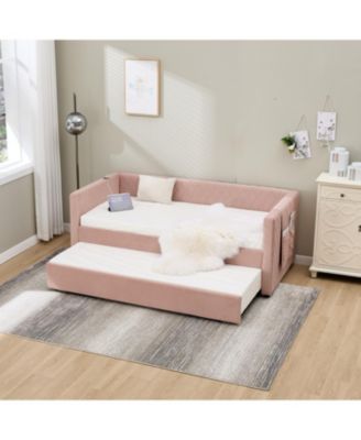 Pink Velvet Daybed - Modern Diamond Design