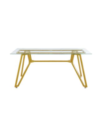 70.9" Rectangular Glass Dining Table - Gold Legs, Seats 1-8