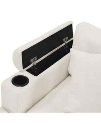 Modern U-Shaped Sectional Sofa with USB & Storage, Beige