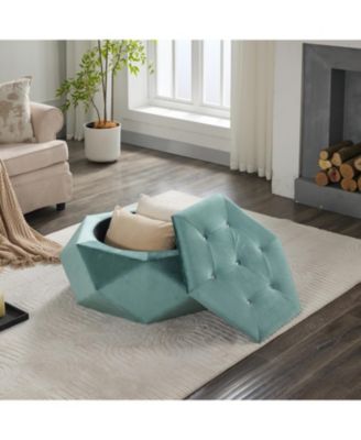  Velvet Diamond Tufted Storage Ottoman - Footrest/Seating