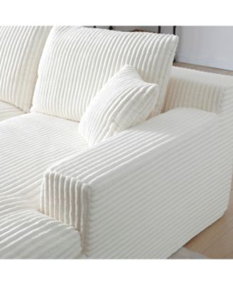 Oversized Sectional Sofa Bed with Double Chaise Lounge - Beige