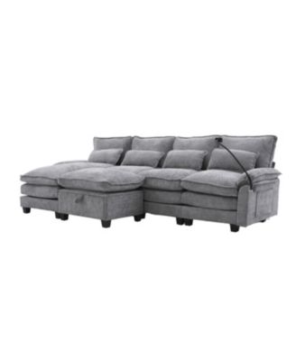 106" U-Shape Sectional Sofa Cloud Couch, Chenille, Ottoman & Pillows