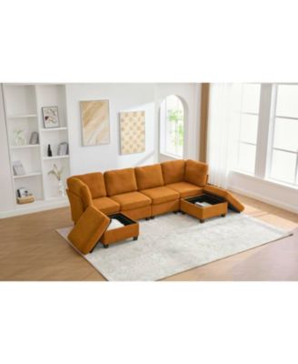 Modular Sectional Sofa- Convertible 6-Seat Couch with Chaise & Ottoman