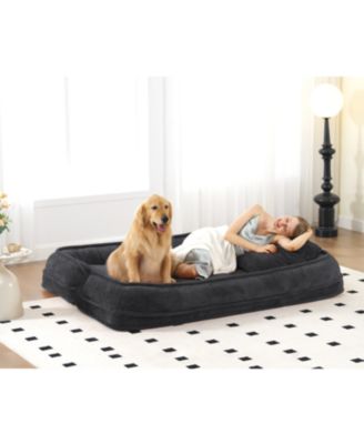Double Dog Bed Sofa Couch, Extra Large, Adjustable, Chenille Black